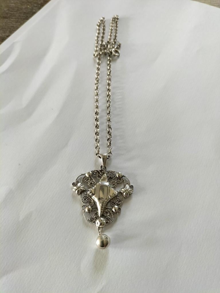Prachtige antieke zilveren ketting., Verzenden, Zilver, Ketting