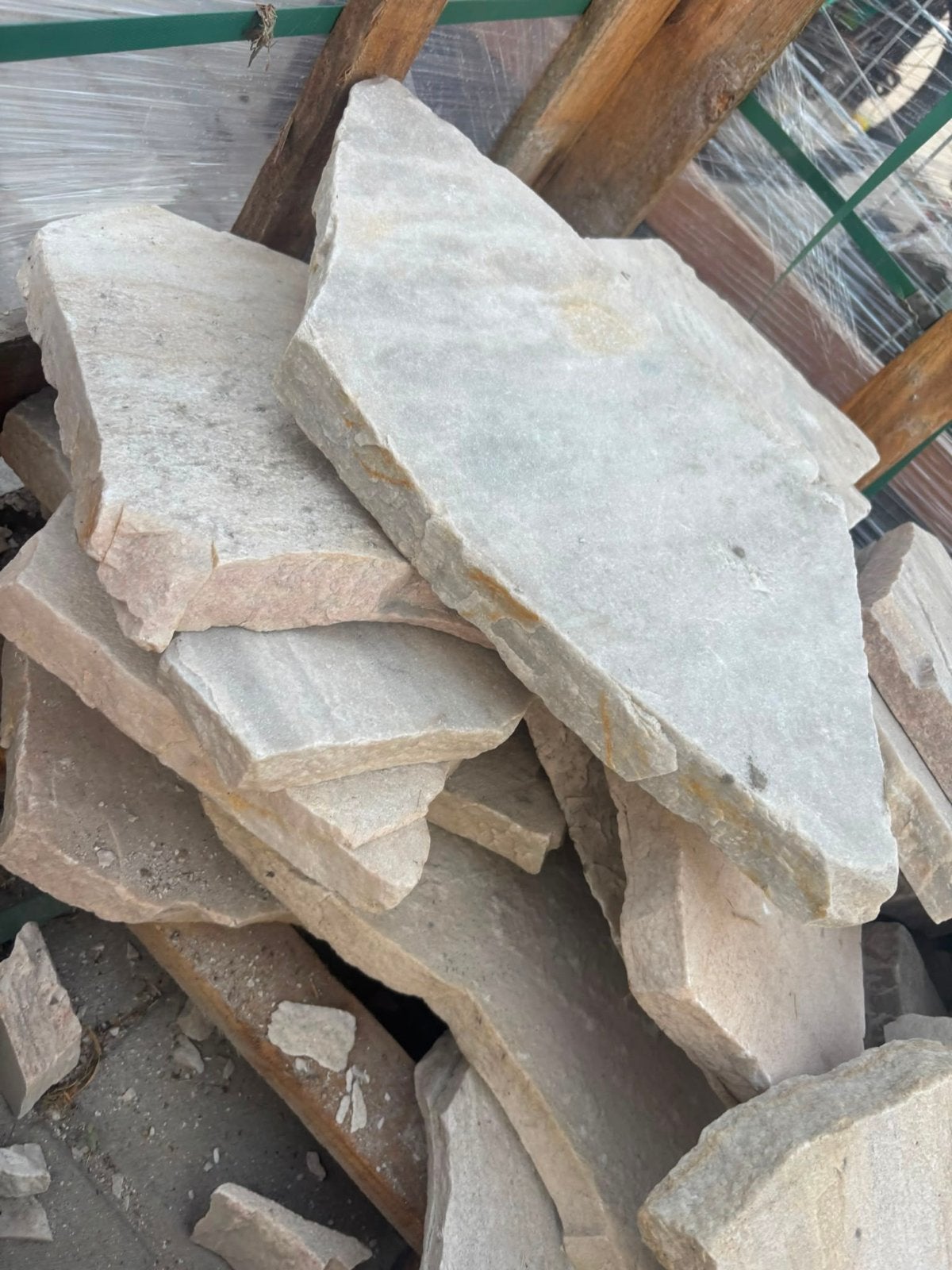 Witte Kwartsiet Flagstones 25-40 mm dik - ruim 1 m², Ophalen, Gebruikt, Overige typen, Natuursteen