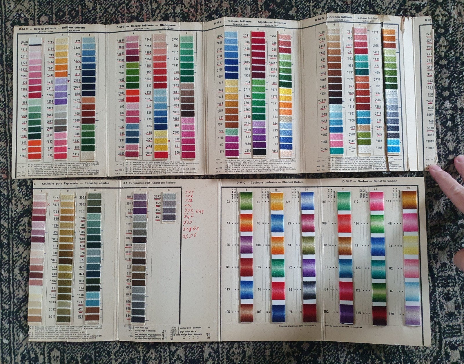 vintage DMC-kleurenkaart Mouliné Special & Coton Perlé  1980, Verzenden