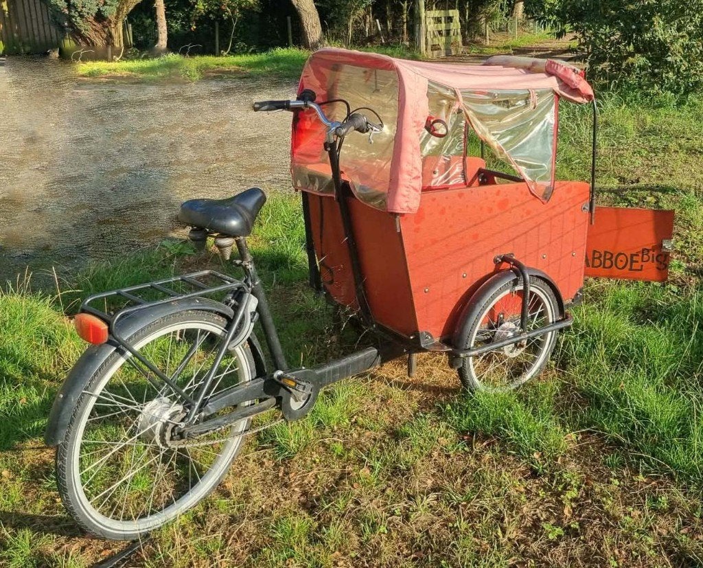 Babboe bakfiets met huif., Fietsen en Brommers, Fietsen | Bakfietsen, Gebruikt, Huif, 2 kinderen, Trommelrem