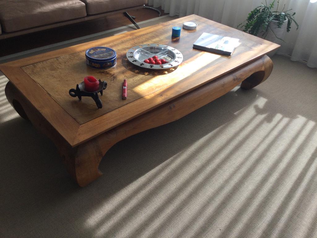 Opium salontafel Teak 180 x 100, Huis en Inrichting, Tafels | Salontafels, Ophalen, Gebruikt, Teakhout, 50 tot 100 cm