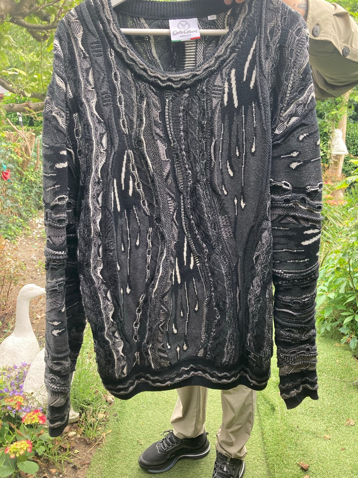 Vintage Carlo Colucci Trui XXL - Zwart/Wit/Grijs, Kleding | Heren, Truien en Vesten, Ophalen of Verzenden, Zo goed als nieuw, Overige maten