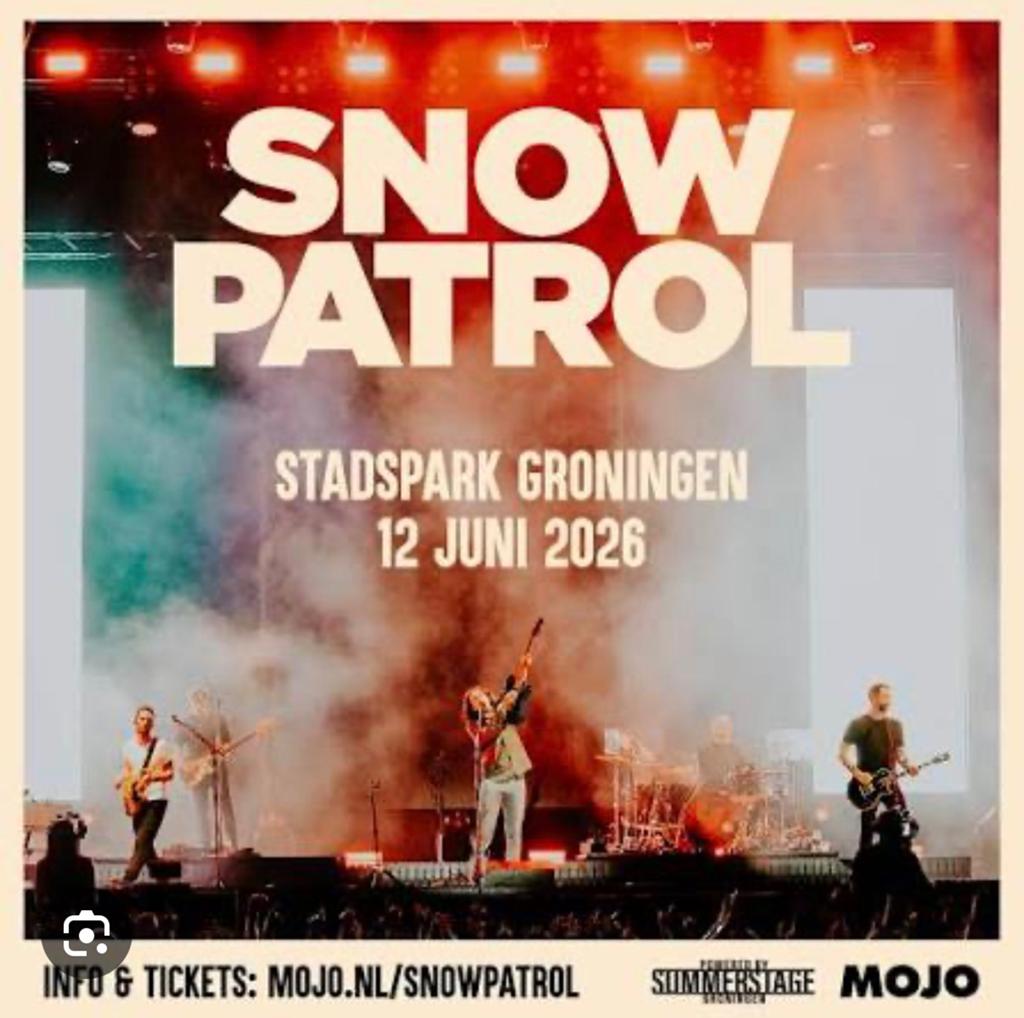 2 kaartjes Snow Patrol stadspark Groningen 12 juni, Tickets en Kaartjes, Twee personen