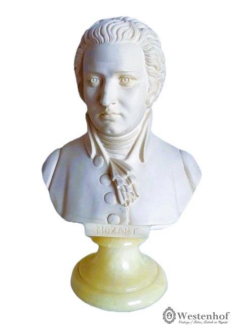 Gesigneerd componist buste Mozart borstbeeld op onyx steen