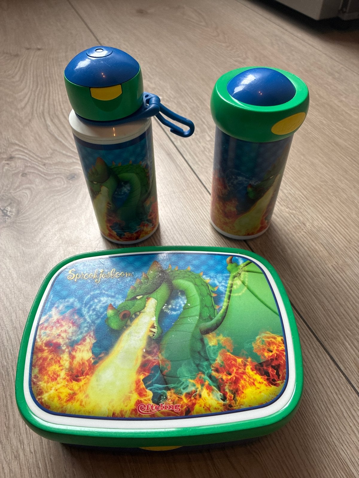 Efteling Sprookjesboom Broodtrommel en Drinkbekers, Ophalen of Verzenden, Gebruikt