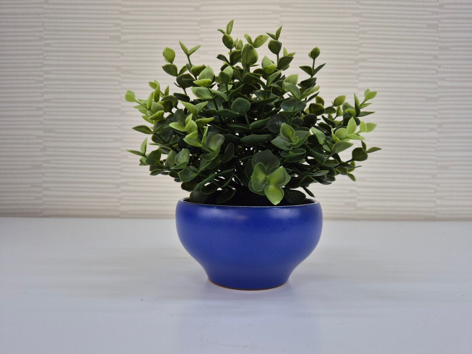 Koningsblauwe bloempot. Vintage keramiek plantenpot blauw., ., Rond, Ophalen of Verzenden, .