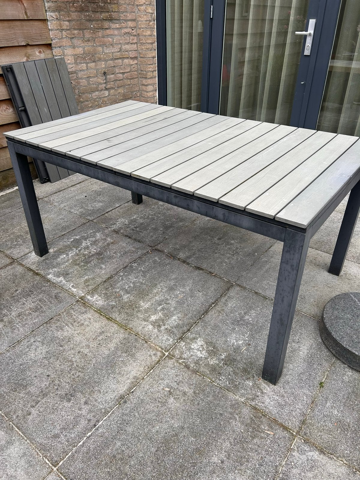 Tuin-/eettafel met aluminium frame, Tuin en Terras, Tuintafels, Gebruikt, Rechthoekig, Aluminium, Ophalen