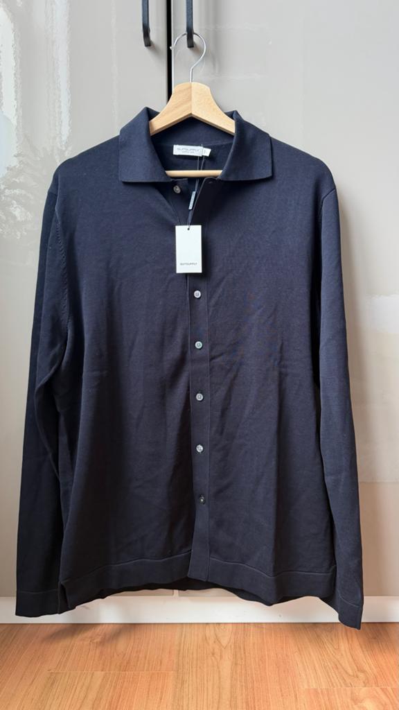 Suitsupply Katoen Zijde Cardigan Navy - Maat L, Kleding | Heren, Overhemden, Ophalen of Verzenden, Nieuw