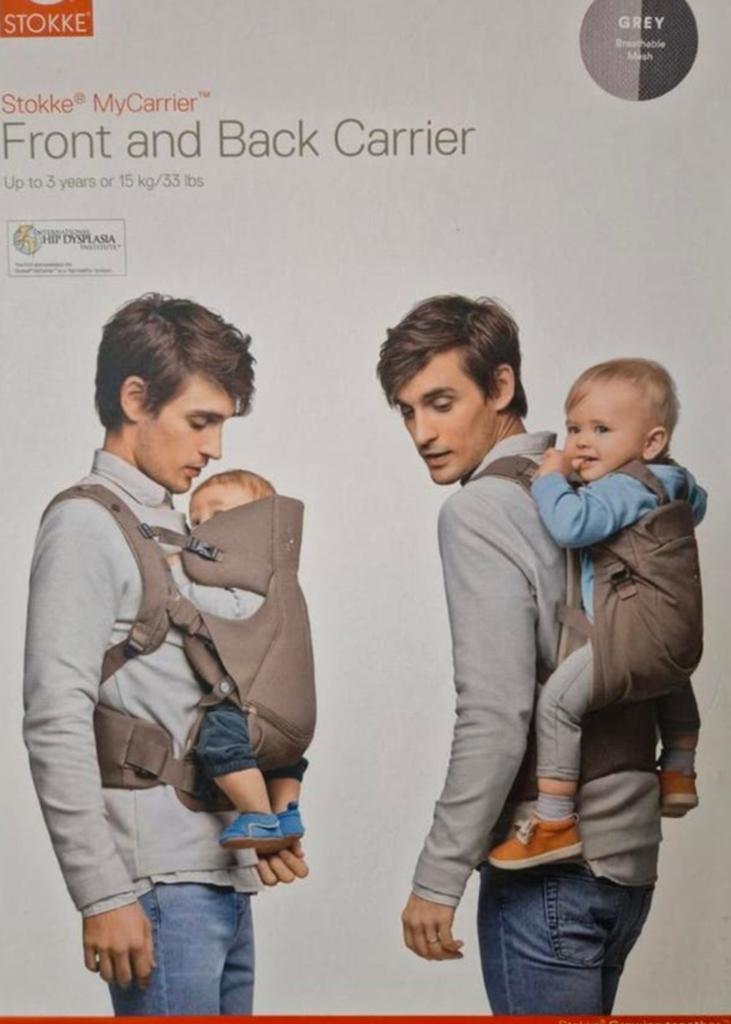 Stokke MyCarrier 3 in 1 - Front and Back - Grijs, Kinderen en Baby's, Babydragers en Draagdoeken, Buik of Rug, Zo goed als nieuw