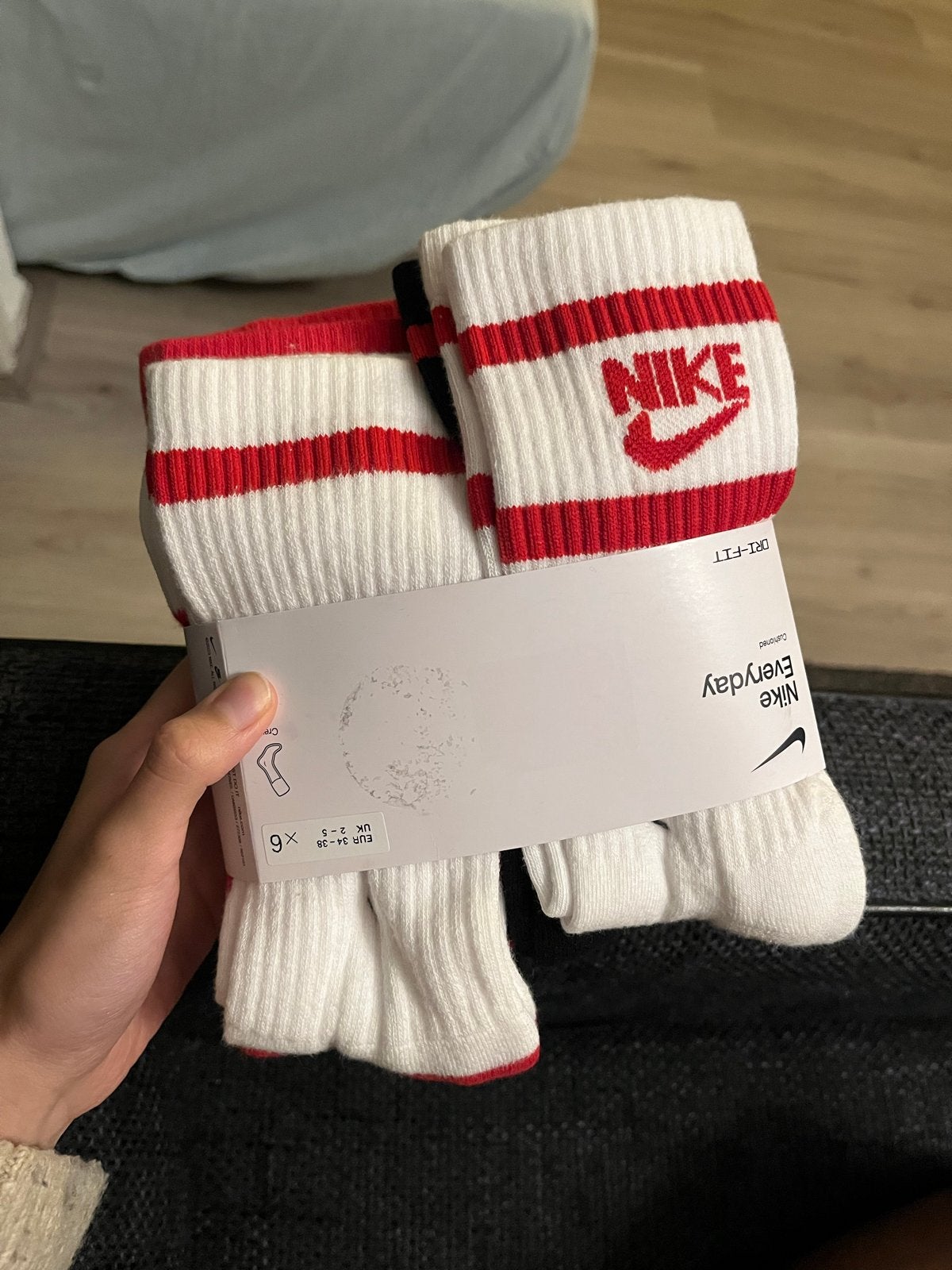 Nike Dri-FIT Crew Sokken Gedempt 6 Paar EU 34-38, Ophalen of Verzenden, Nieuw, Wit