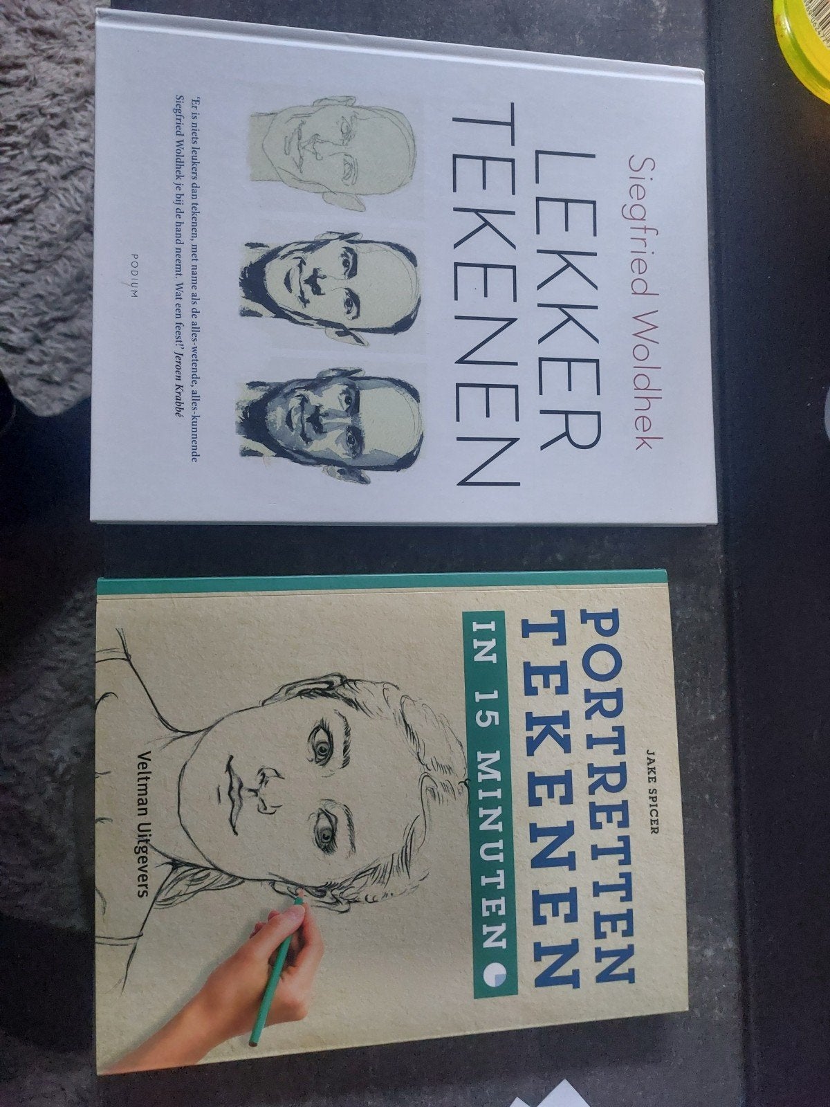 Tekenboeken: Lekker Tekenen & Portretten Tekenen in 15 Min, Ophalen of Verzenden, Zo goed als nieuw, Boek of Gids