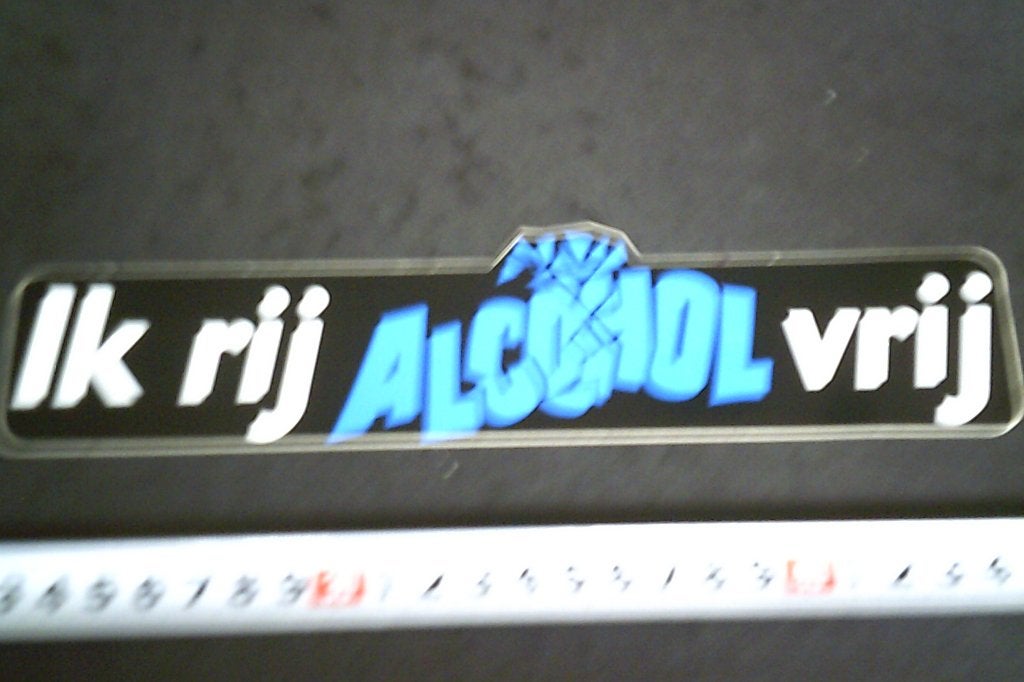 sticker Ik rij ALCOHOL vrij  BLAUW, Ophalen of Verzenden, Zo goed als nieuw