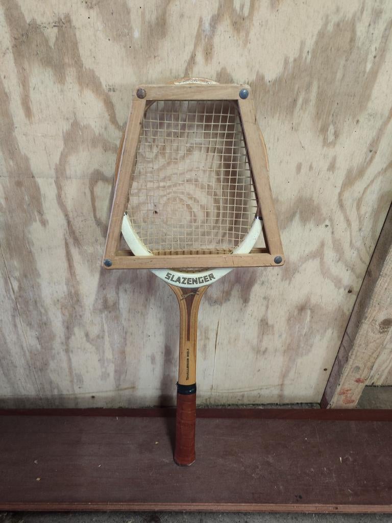 Vintage Slazenger Challenge No.1 tennisracket met pers, Antiek en Kunst, Antiek | Speelgoed, Ophalen of Verzenden