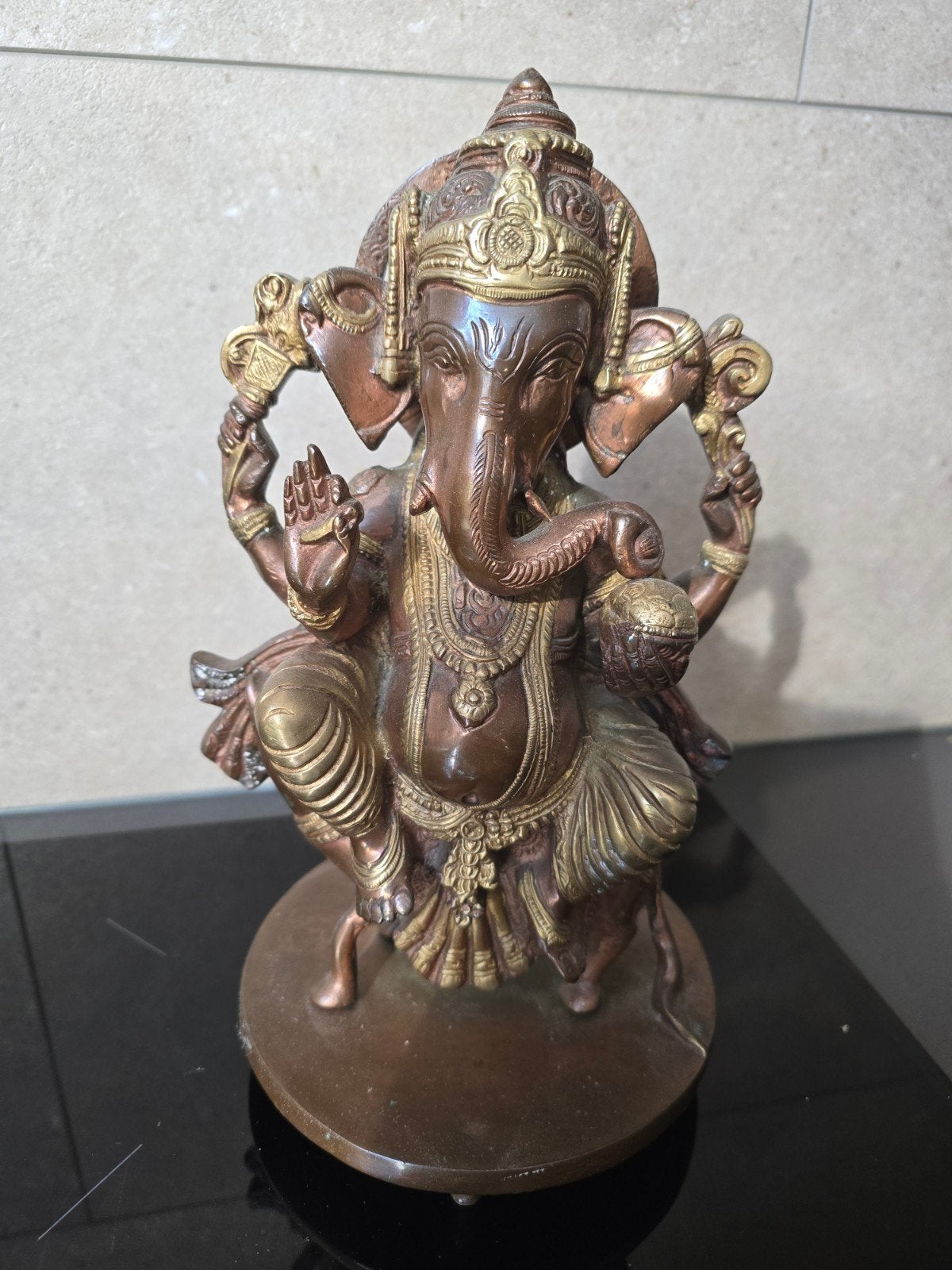 Bronzen Ganesha beeld - 26cm hoog, perfecte staat, Ophalen of Verzenden, 20 - 50 cm, Beeld, Bruin