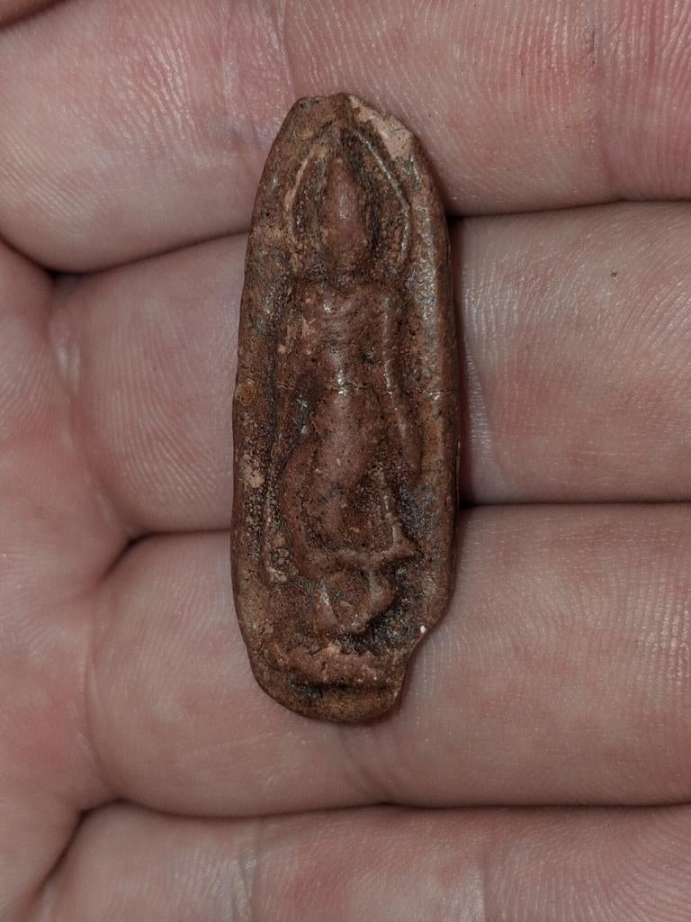Zeldzame Antieke Phra Leela Amulet – Versteende Klei –, Ophalen of Verzenden
