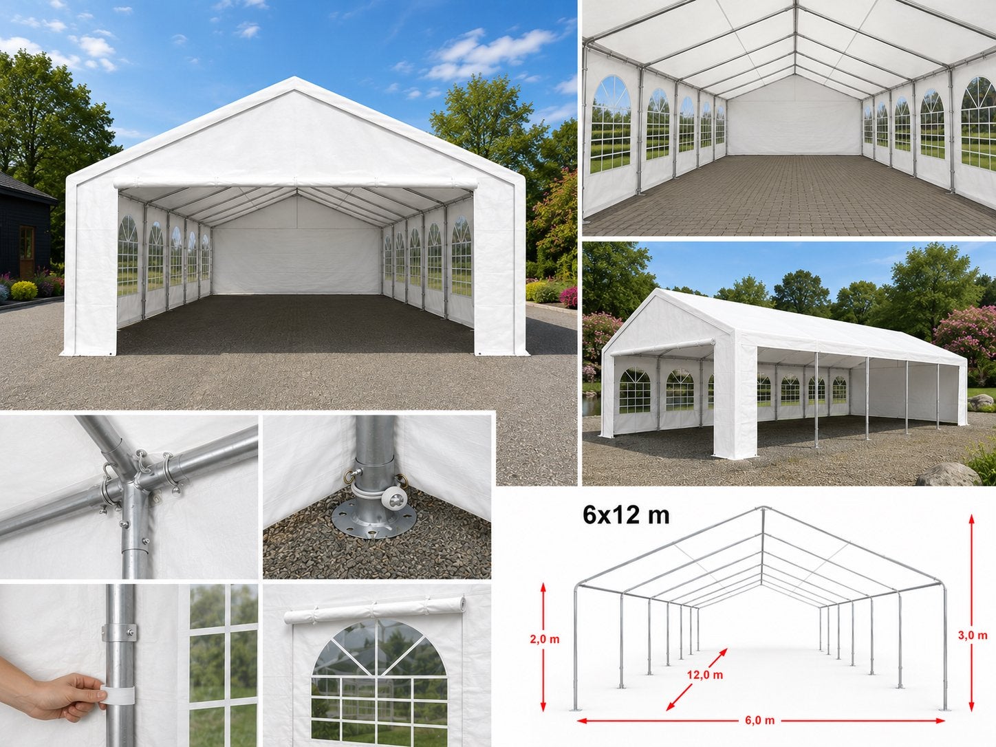 Partytent 5x10 en 6x12 te huur, Tuin en Terras, Ophalen, Zo goed als nieuw, 8 meter of meer
