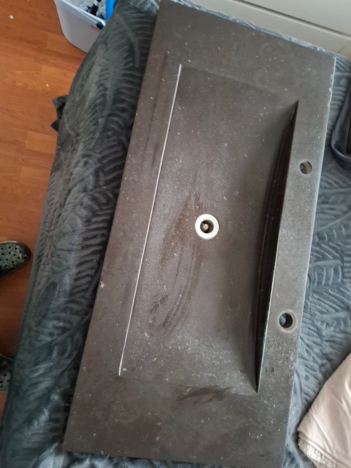 Natuursteen wastafel voor 2 kranen 101,5 cm, Ophalen, 100 tot 150 cm, Zo goed als nieuw, Minder dan 100 cm