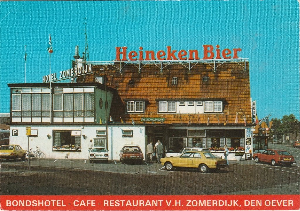 DEN OEVER Hotel Restaurant Zomerdijk met Auto's en Heineken, Verzenden, 1960 tot 1980, Gelopen, Noord-Holland