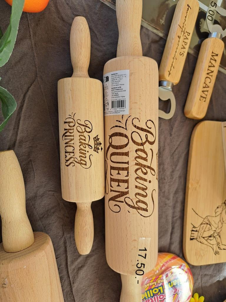Deegroller set 'Baking Queen' & 'Baking Princess' - Nieuw, Overige typen, Hout, Nieuw, Ophalen of Verzenden