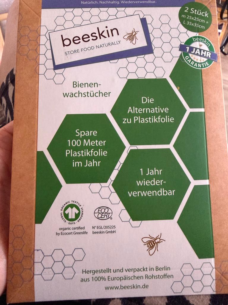 Beeskin bijenwasdoeken - 2 stuks (M & L), Overige typen, Nieuw, Ophalen of Verzenden, Natuurlijk materiaal