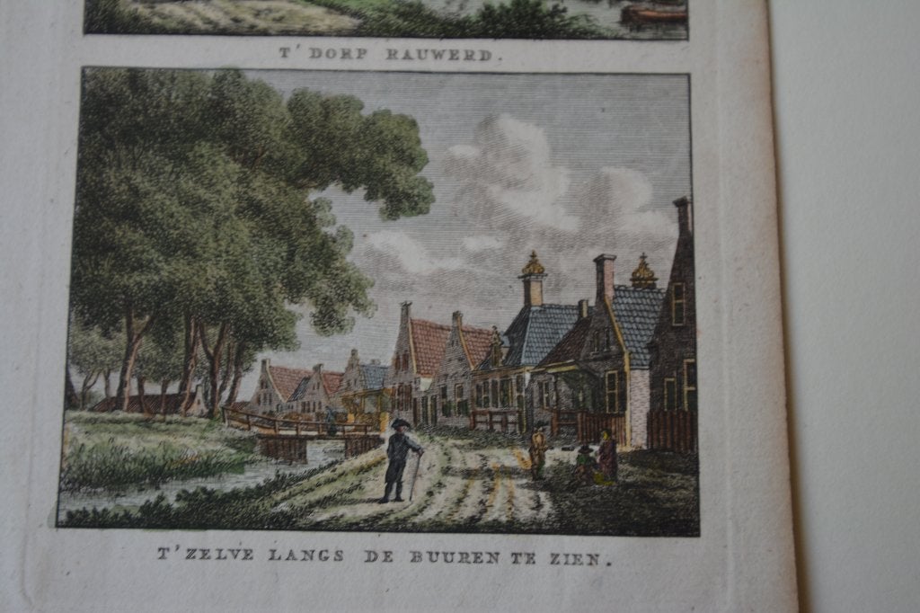 RAUWERD + DE BUUREN KOPERGRAVURE BULTHUIS + BENDORP 1792E79, Antiek en Kunst, Kunst | Etsen en Gravures, Verzenden, Stadsgezicht