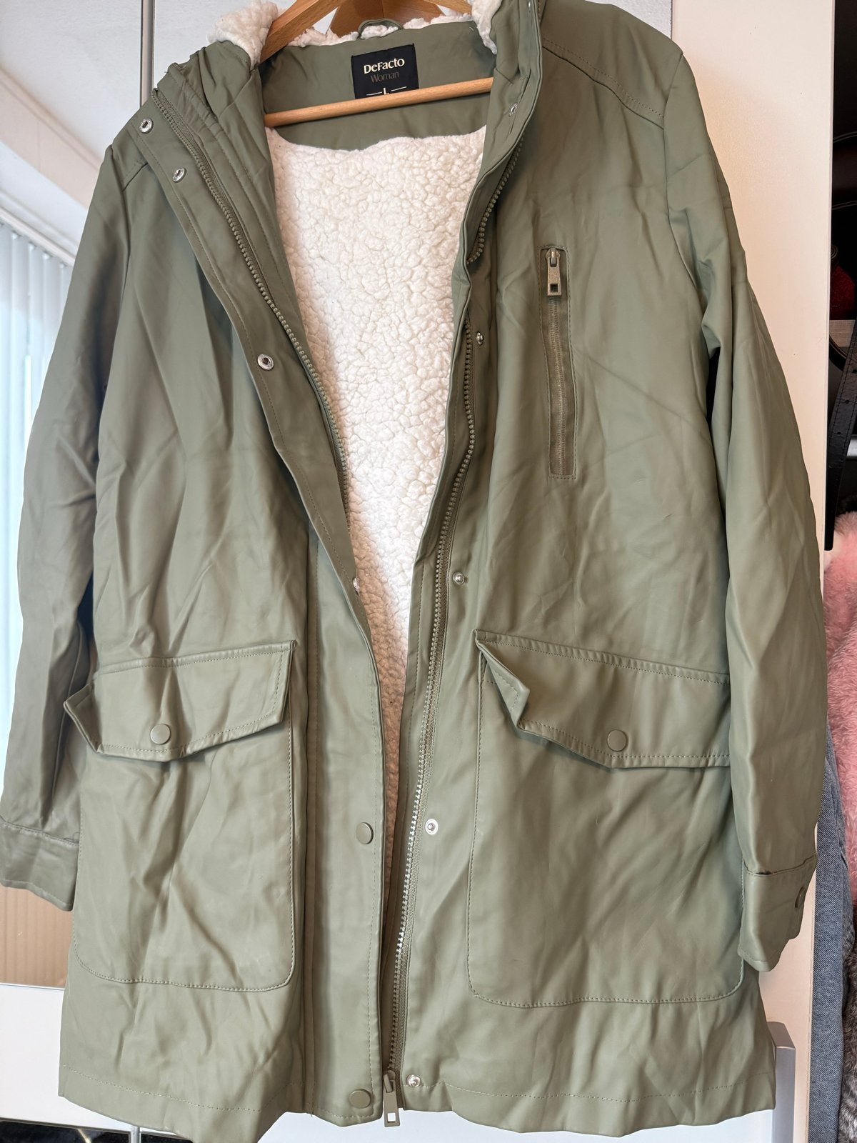 winterjas met teddy voering, Ophalen of Verzenden, Zo goed als nieuw, Maat 42/44 (L), Groen