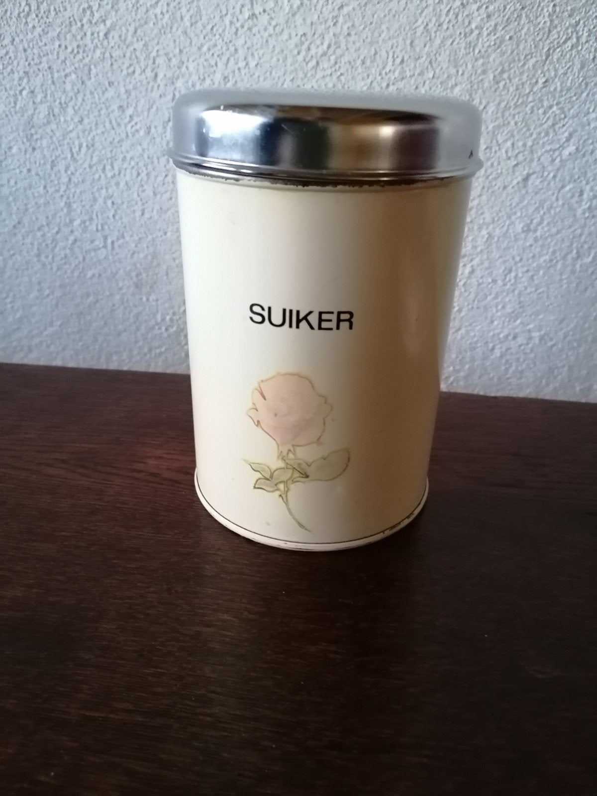 Vintage Brabantia Suikerbus - Crème met Roosdecoratie, Voorraadpot, Ophalen of Verzenden, Gebruikt, Brabantia