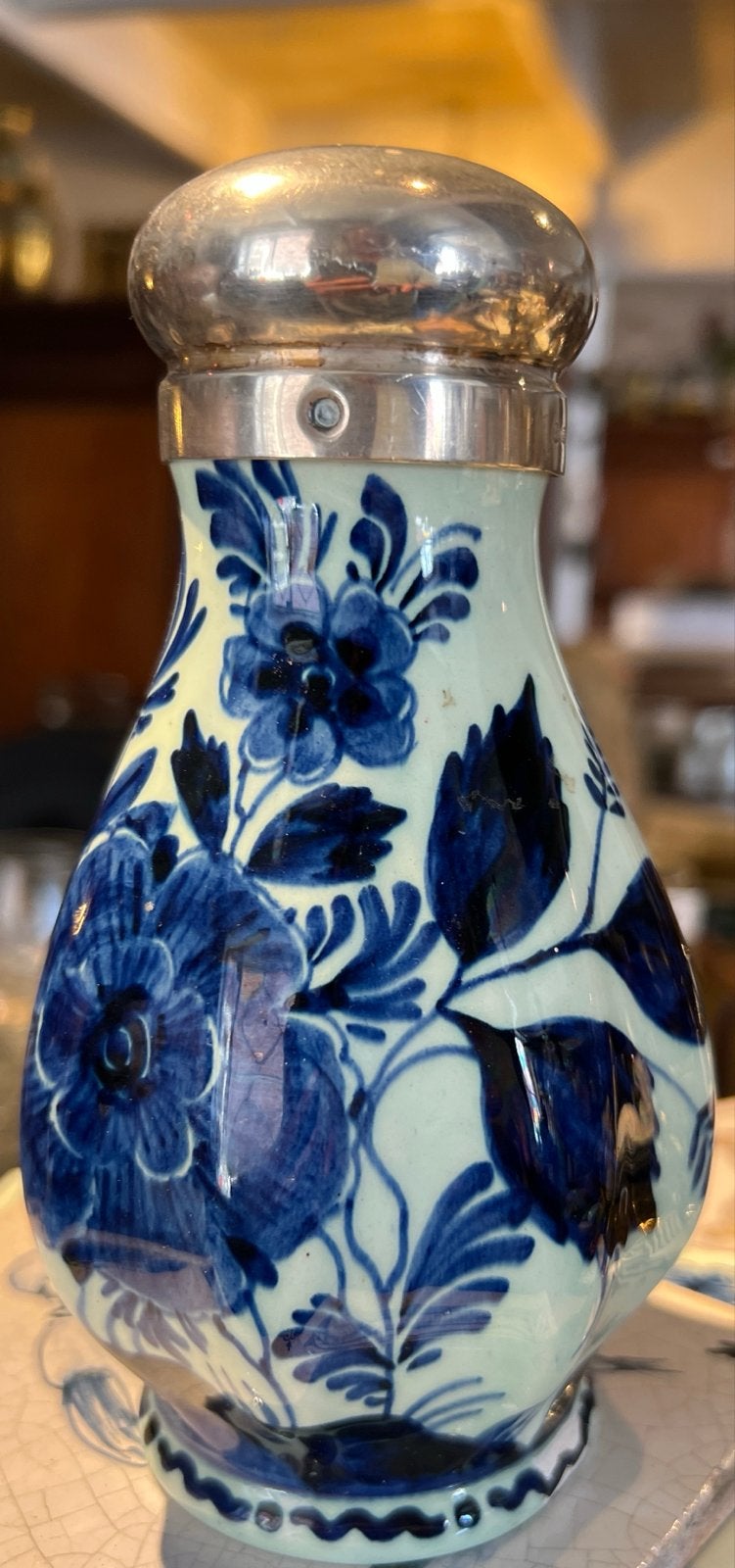Antieke RAM Arnhem strooier - Delfts blauw decor, 16 cm, Ophalen of Verzenden