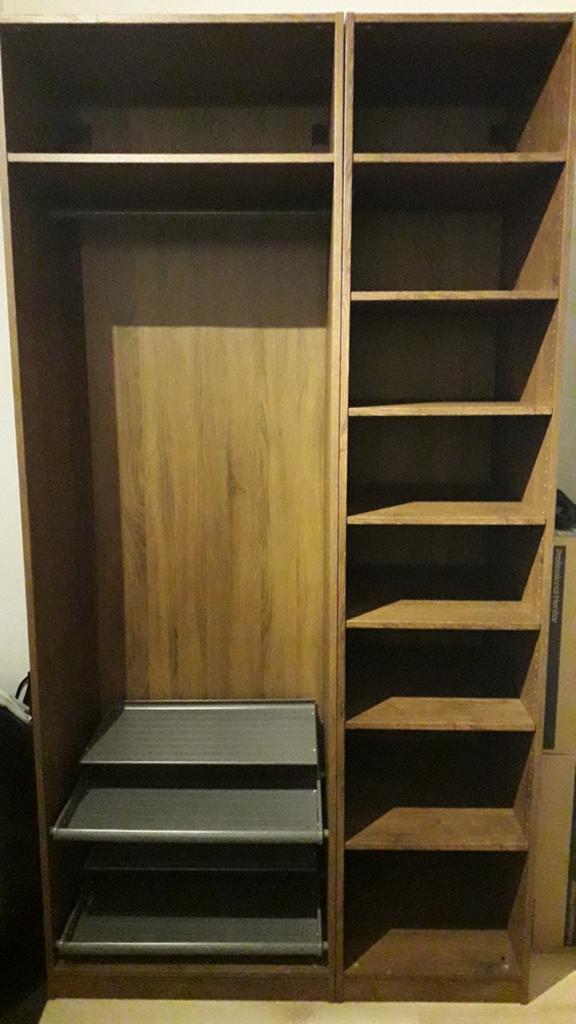 Houten kledingkast met planken en hangruimte MOET WEG, 150 tot 200 cm, Met hangruimte, 50 tot 75 cm, 50 tot 100 cm