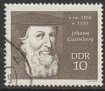 DDR 1970 1535 J Gutenberg, Gest, Ophalen of Verzenden, DDR, Gestempeld