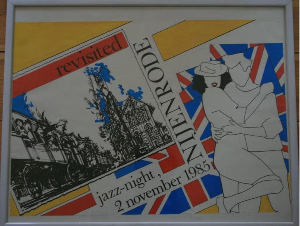 Collector's item: originele poster Nijenrode Jazz-Night 1985, Verzamelen, Ophalen, Met lijst, Rechthoekig Liggend, Zo goed als nieuw