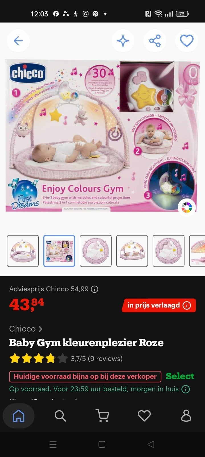 Chicco Baby Gym Kleurenplezier Roze met Licht en Geluid, Ophalen of Verzenden, Zo goed als nieuw, Babygym, Met licht