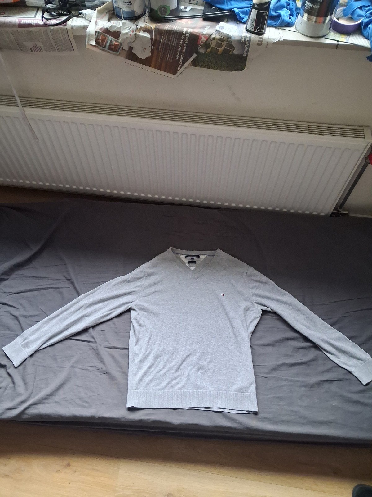 Tommy Hilfiger trui grijs maat L - Premium Katoen, Kleding | Heren, Truien en Vesten, Maat 52/54 (L), Tommy Hilfiger, Ophalen of Verzenden