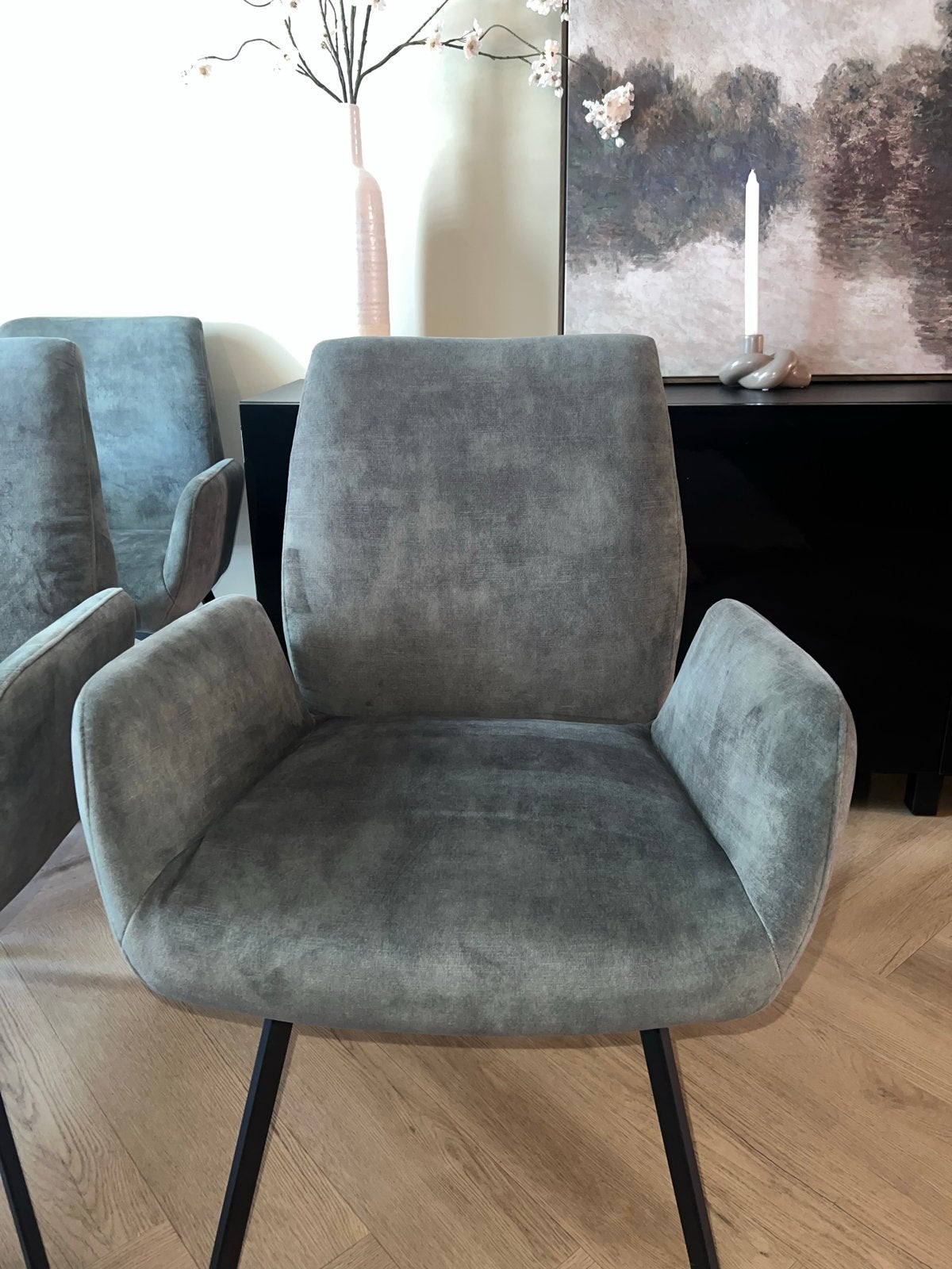 Haco Didi eetkamerstoelen - 6 stuks Groen velvet- adore 3152, Ophalen, Overige kleuren, Zo goed als nieuw, Stof