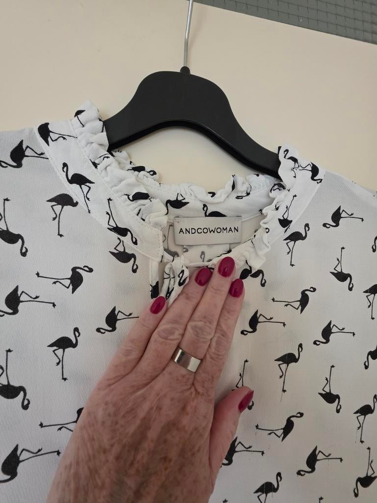 &Co Woman blouse met flamingo print - Maat XXL, & Co Woman, Wit, Maat 46/48 (XL) of groter, Ophalen of Verzenden