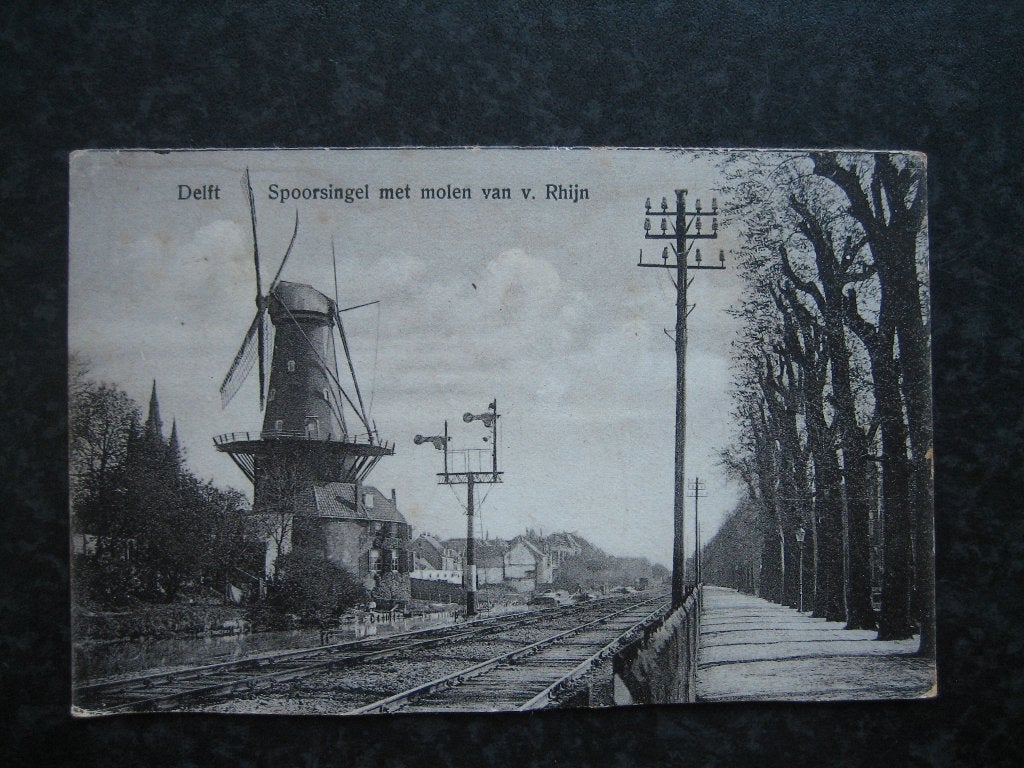 DELFT SPoorsingel met molen van v Rhijn, Ophalen of Verzenden, Voor 1920, Zuid-Holland