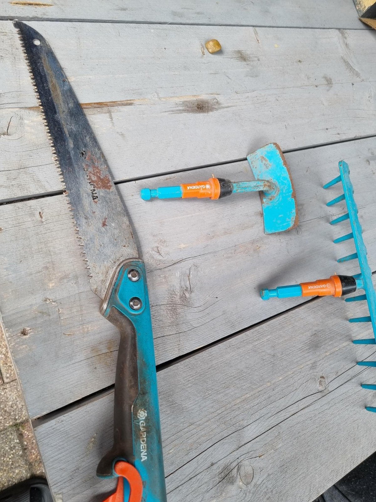 Gardena Tuingereedschap Set: Zaag, Schoffel en Hark, Ophalen of Verzenden, Gebruikt, Overige soorten, Gardena