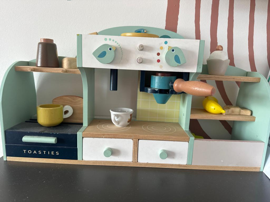 Houten Kinder Koffiebar Speelset - Compleet met Accessoires, Ophalen, Zo goed als nieuw