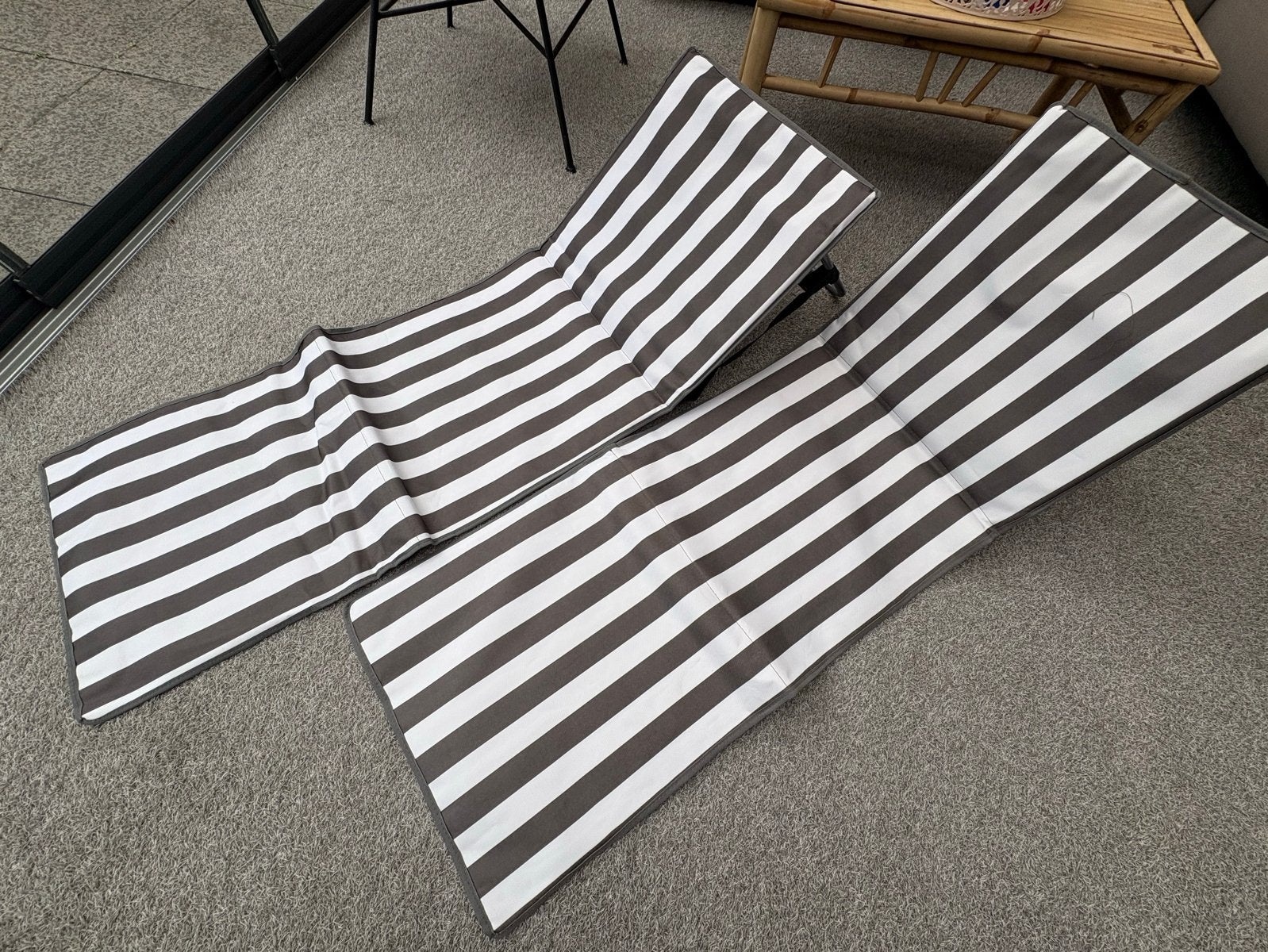 2 gestreepte strandmatten met rugleuning - opvouwbaar, Tuin en Terras, Hangmatten, Ophalen, Meerpersoons, Nieuw, Inklapbaar