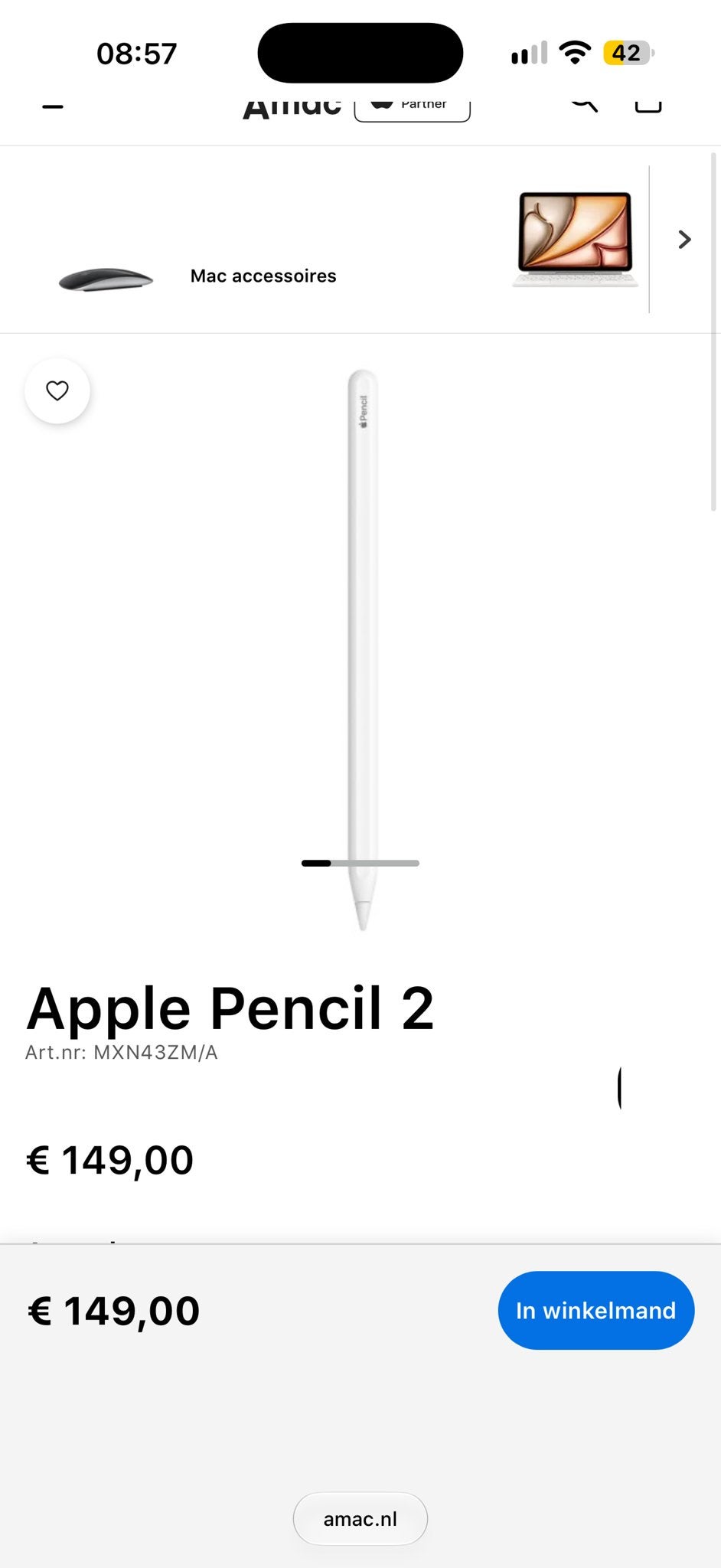 Apple Pencil 2 (2e generatie) - Zo goed als nieuw, Ophalen of Verzenden, Zo goed als nieuw
