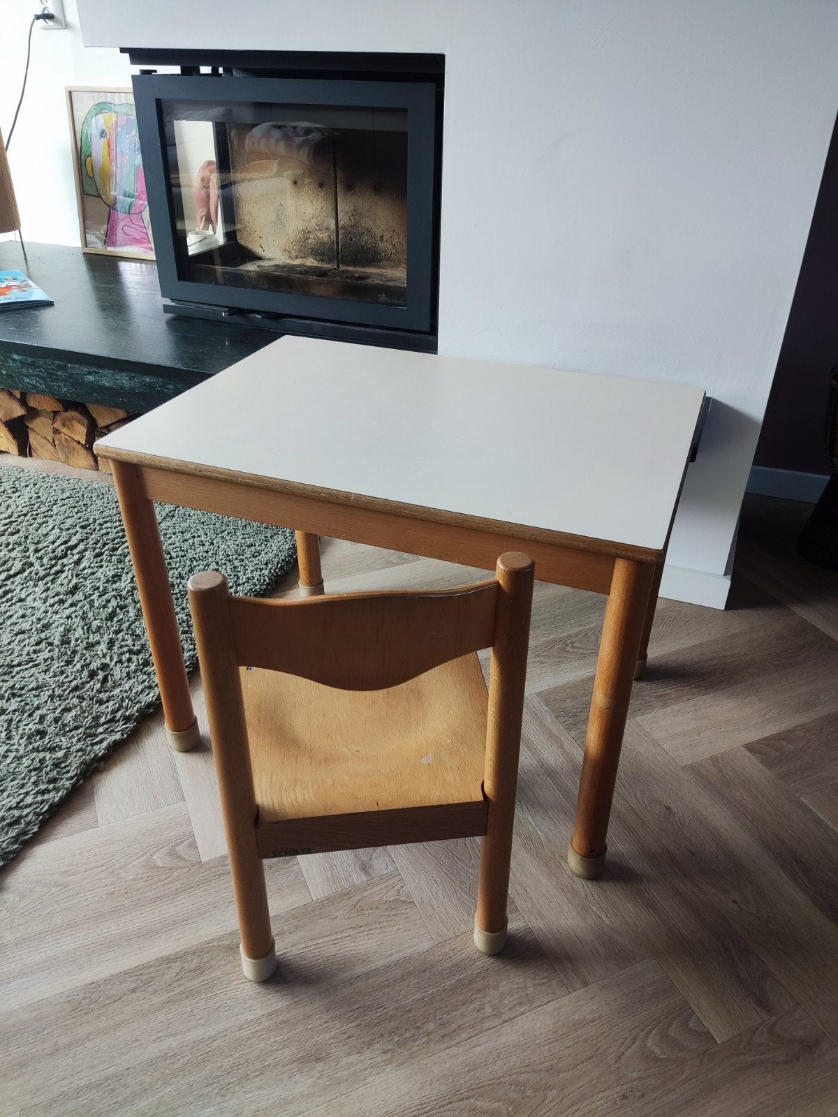 vintage kinderbureau met stoel, Ophalen, Gebruikt, Minder dan 4 stoelen