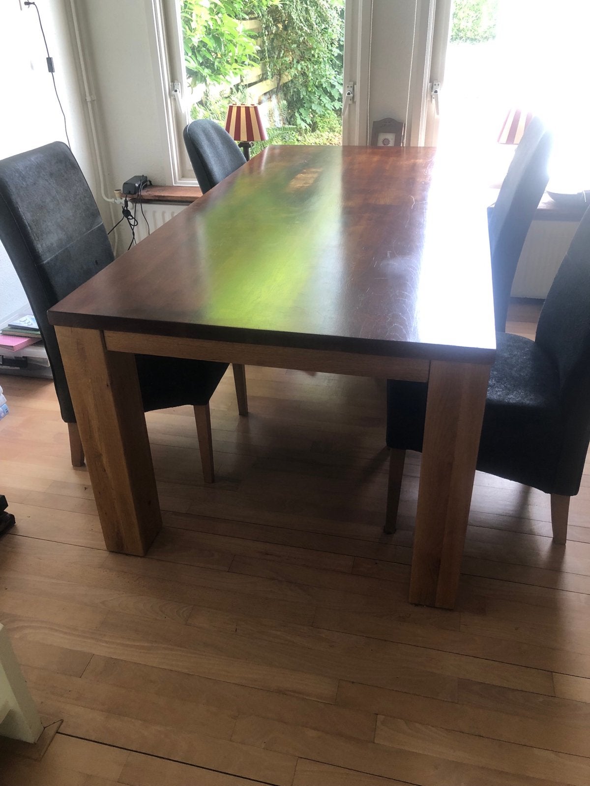 Robuuste Eiken Eettafel 200x100 cm, uitschuifbaar tot 280 cm, Ophalen, Gebruikt, 100 tot 150 cm, Eikenhout