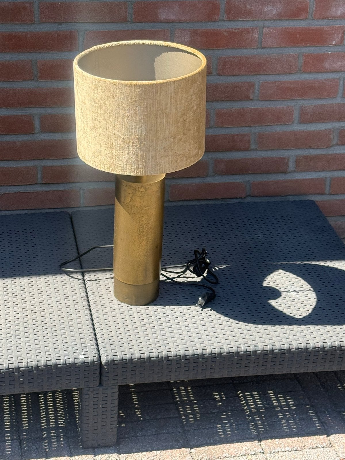 2x Light & Living Tafellampen - Zo goed als nieuw, Goud, Textiel, Zo goed als nieuw, Met kap