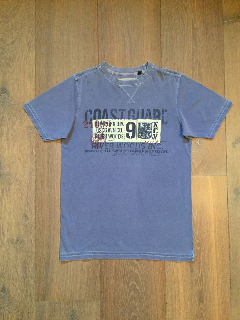 IZGS: denimkleurig Riverwoods T-shirt met opdruk; maat 170, Gebruikt, Ophalen of Verzenden, Shirt of Longsleeve, Jongen