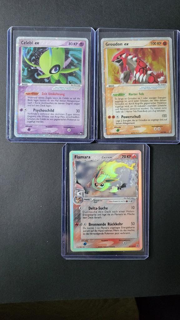 Pokémon EX Bundle: Celebi + Groudon + Flamara | MINT | Duits, Ophalen of Verzenden, Zo goed als nieuw, Meerdere kaarten, Foil