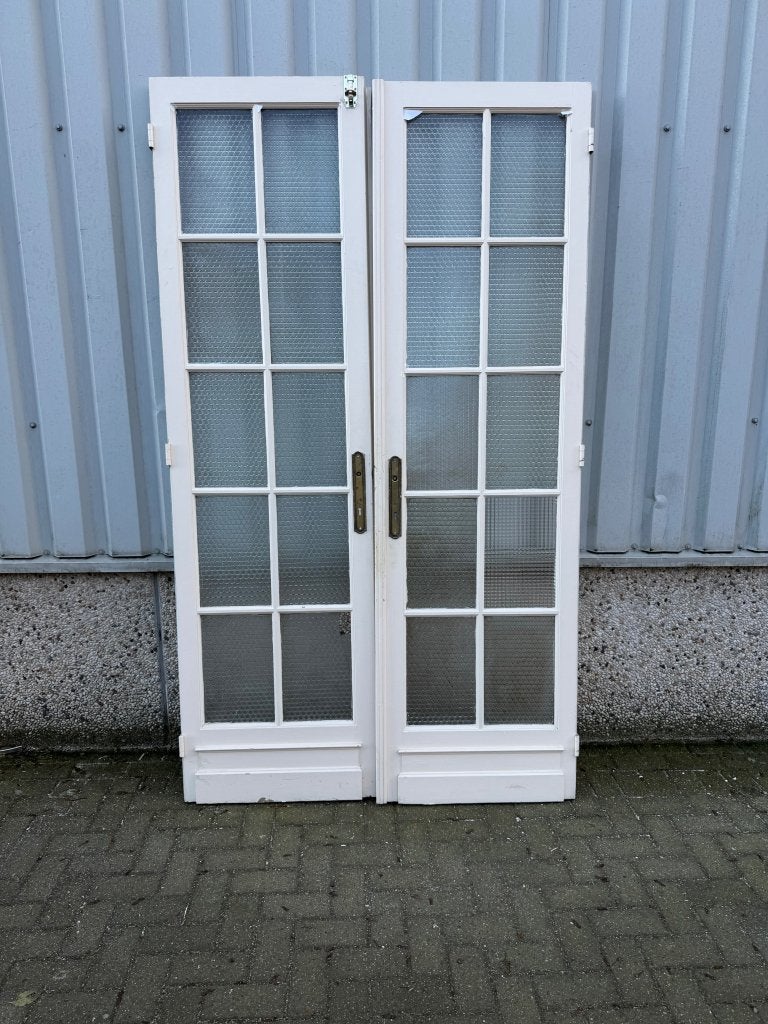 Antieke dubbele deur met antiek glas 70 x 245 per deur, Doe-het-zelf en Verbouw, Deuren en Horren, La belle porte, Jurgen.hoogenboezem@gmail.com