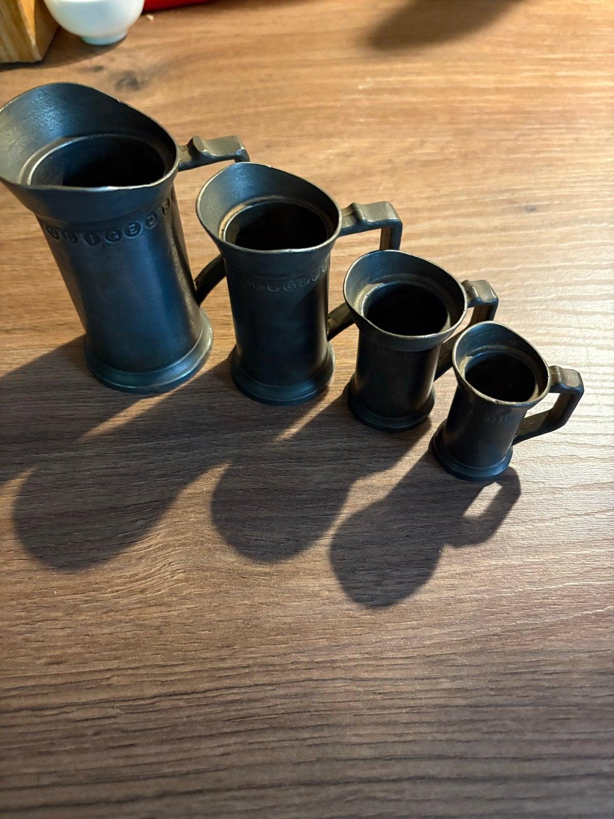 Set van 4 Antieke Tinnen Maatbekers / Kannen, Antiek en Kunst, Antiek | Tin, Ophalen