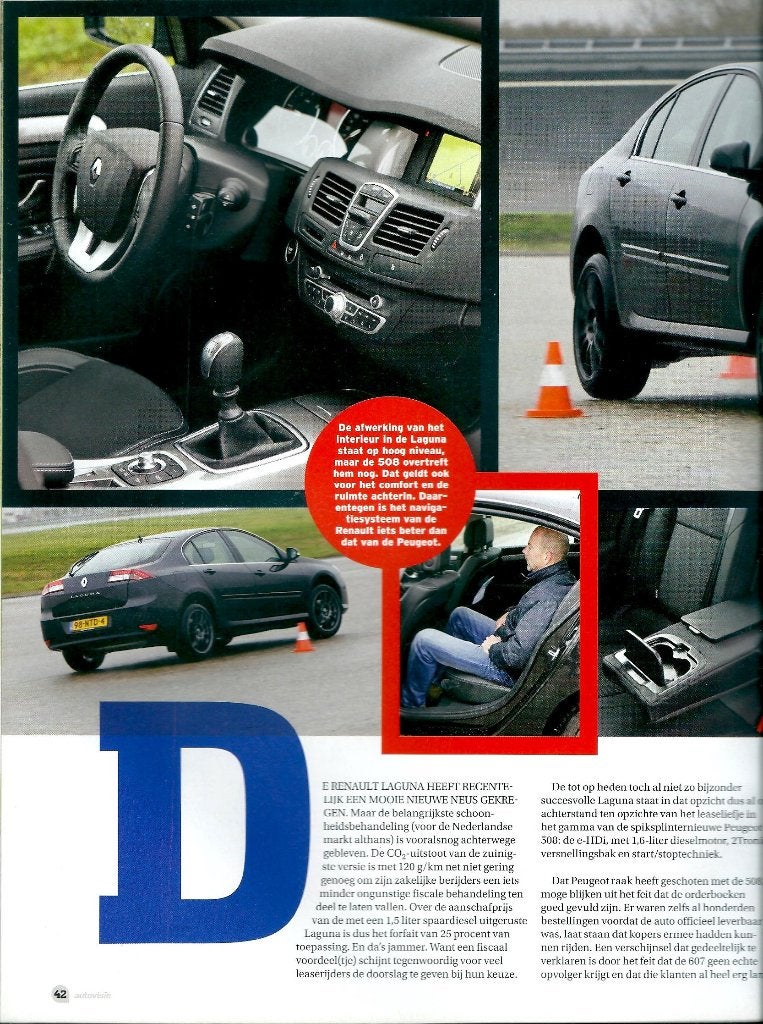 Autovisie dubbeltest Renault Laguna Peugeot 508 2011, Ophalen of Verzenden, Gelezen, Peugeot