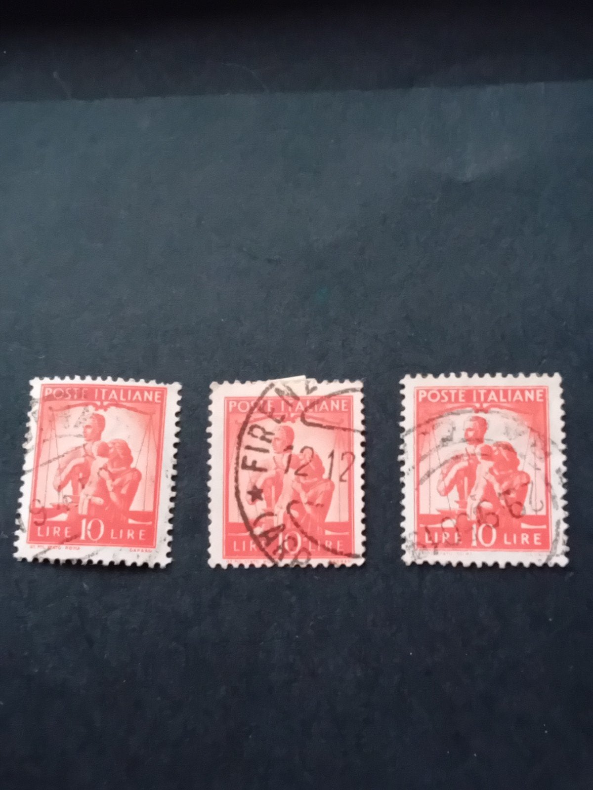 3 Italiaanse postzegels 10 Lire - Gestempeld, Postzegels en Munten, Postzegels | Europa | Italië, Ophalen of Verzenden, Gestempeld