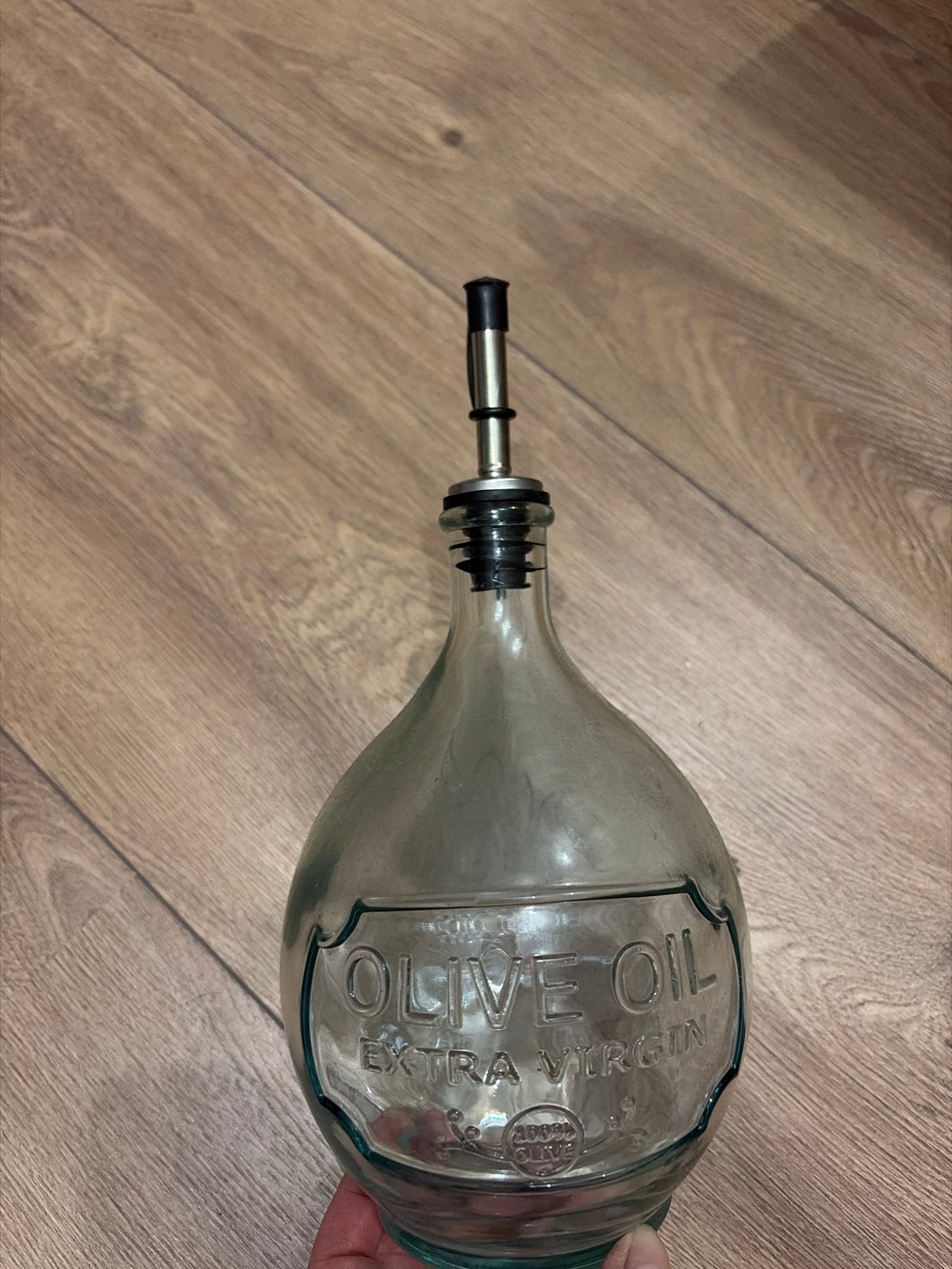 Olijfolie fles met schenktuit - Extra Virgin, Huis en Inrichting, Overige typen, Ophalen of Verzenden, Zo goed als nieuw, Glas